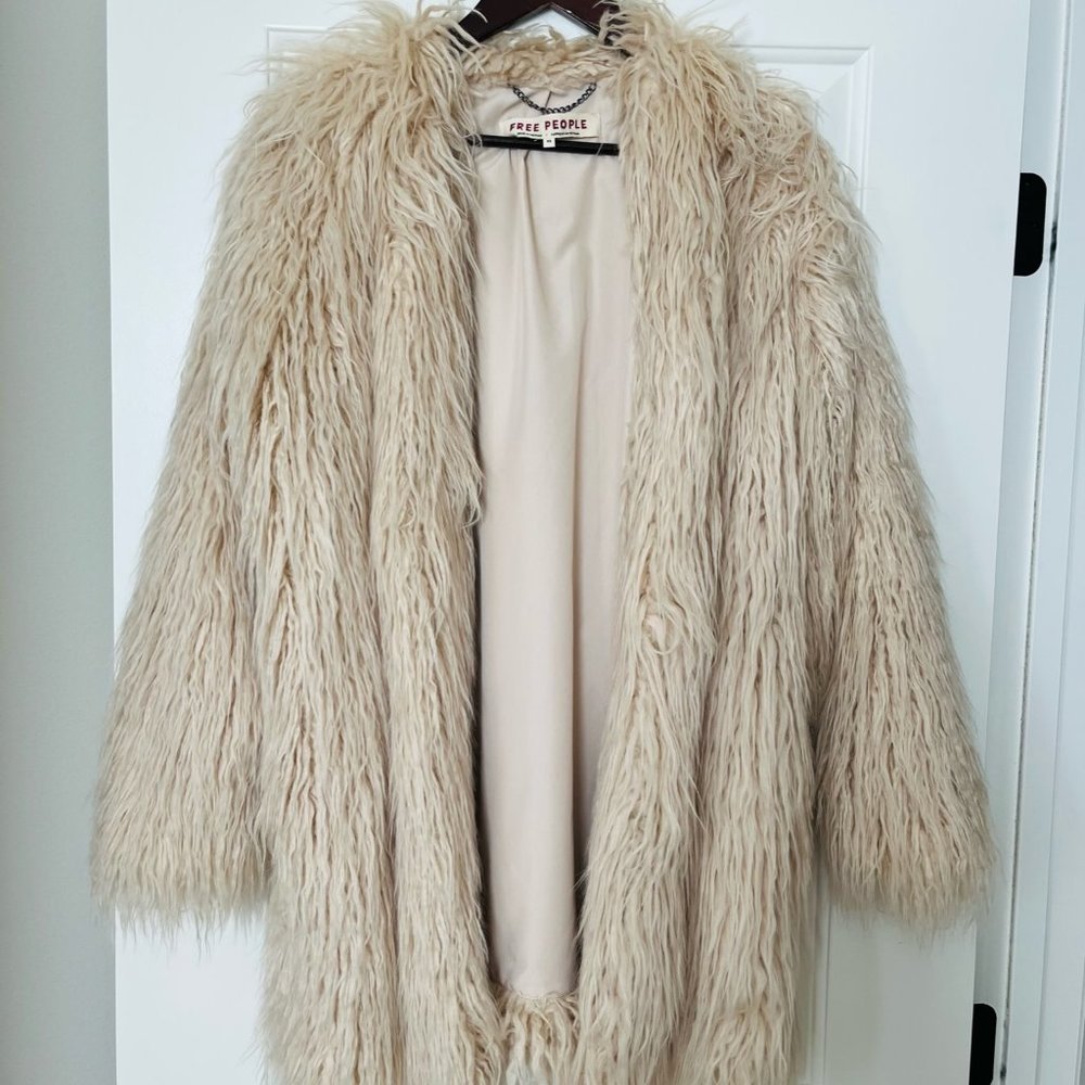 Free People Women's Vintage 70s Shaggy Fur Coat XS